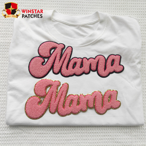 Parches de chenilla grandes con purpurina de letras de béisbol personalizados para mamá y mamá al por mayor para planchar ropa - Product Image 2