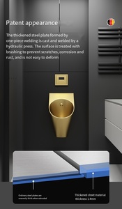 Urinario con Sensor de Acero Inoxidable, Diseño Moderno, Ahorro de Agua y Resistente al Vandalismo, Montado en la Pared para Hospitales, Hoteles y Cárceles - Product Image 3