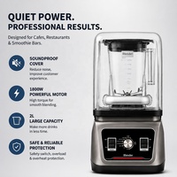 Mixeur Commercial Robuste Insonorisé 1800W avec 5+ Vitesses, Nettoyage en un Clic, Broyeur à Glace et Préparateur de Smoothies