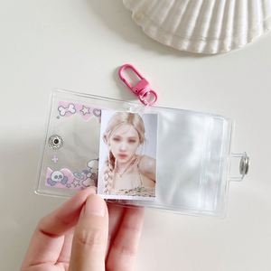 Mini album photo transparent en PVC de 2 pouces avec autocollant de dessin animé, porte-clés, rangement, pendentif pour sac à main femme - Product Image 3
