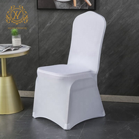 Vente en gros de housses de chaises enveloppées de pieds Housse de chaise d'hôtel personnalisée Housse de chaise blanche élastique épaisse pour salle de réunion de mariage