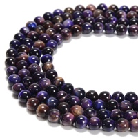 Lâche 6mm 8mm 10mm bleu violet galaxie oeil de tigre pierre perle lisse ronde perles de pierres précieuses pour la fabrication de bijoux