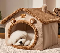 Maison de lit pour animaux de compagnie pour chats Maison de chat amovible et lavable Lit de chat chaud d'hiver Doux et confortable Nid de grotte pour chiot