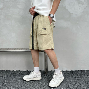 Plus Size Solid Casual Nylon Worsted <b>Men's</b> Elastic Waist Cargo Jogger <b>Shorts</b> with Digital Printing - Product Image 5