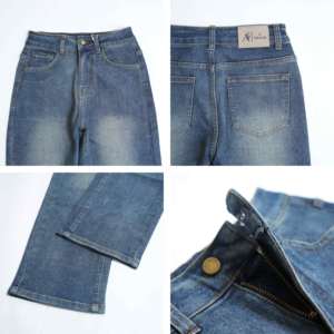 Quần jean bố rộng thùng thình màu xanh cổ điển cạp cao 8803 được thiết kế dành cho phụ nữ muốn sự thoải mái dễ dàng kết hợp với phong cách denim cổ điển đích thực - Product Image 1