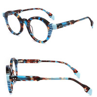 Haute qualité lumière bleue lunettes cadre 100% couleur acétate laminé lunettes lunettes rondes couleur optique lunettes pour les jeunes