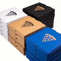 Boîtes à pizza en carton ondulé pour emballage alimentaire avec logo personnalisé, vente en gros directe d'usine, faible MOQ pour la livraison à emporter des restaurants