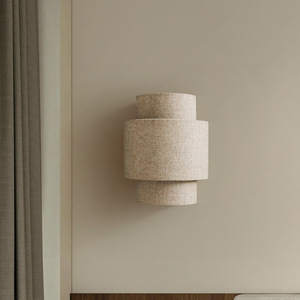 Wall <b>Lamp</b> Fabric Shade Led Light E27 Bulb Base <b>Switch</b> Control Bedroom Hallway Nordic Style - Product Image 3