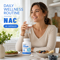 Capsules NAC N-Acétylcystéine, acide aminé de qualité supérieure, soutien cellulaire et respiratoire, 60 unités