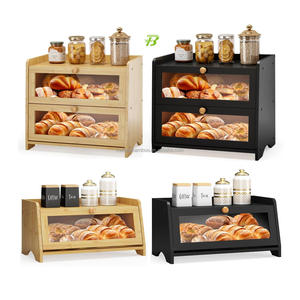 Hot Nhà Bếp Truy Cập Lớn 1 2 Hai Lớp Bằng Gỗ Bánh Mì Bin Bằng Gỗ Tre Bánh Mì Hộp Lưu Trữ Với Ngăn Kéo Giá Rẻ Đơn Giản Tre Bánh Mì Hộp - Product Image 1