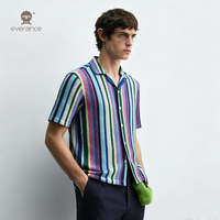 Chemise à rayures tropicales pour homme, motif imprimé, 98% polyester, couleur crème lime, chemise de plage cubaine pour l'été