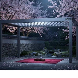 Pergola Bioclimatica Retrattile Motorizzata in Alluminio Airfun 4x4 - Ecologica, Durevole, Autoportante, Impermeabile e Antivento per <span class=keywords><strong>Giardino</strong></span> - Product Image 2