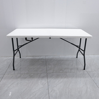 Nouveauté, livraison rapide, table de salle à manger pliante en plastique moderne, légère, durable, facile à plier, 6 pieds