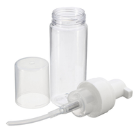 Botol busa bulat transparan PET 50ml 120ml kualitas tinggi kustom RUIPACK OEM pabrik ODM botol busa bulat dengan Set pompa uji coba portabel botol busa cuci wajah produsen/grosir