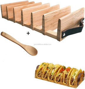 Support à <span class=keywords><strong>tacos</strong></span> en bois, plateau à <span class=keywords><strong>tacos</strong></span> en bambou, support debout, peut contenir 6 <span class=keywords><strong>tacos</strong></span> à coque souple ou dure, idéal pour les tortillas, les burritos, les fêtes à domicile - Product Image 1