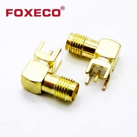 Conector RF en Ángulo Recto de 90 Grados SMA PCB FOXECO, Adaptador Eléctrico Macho-Hembra en Forma de Codo