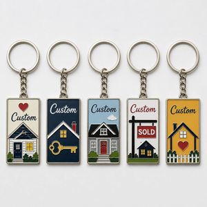Porte-clés personnalisés en gros de haute qualité, modèle mini-maison, design sur le thème de la maison, souvenir, cadeau immobilier - Product Image 1