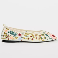 Ballerines à fleurs brodées en maille faites à la main de luxe personnalisées en usine chaussures Mary Janes ballerines plates pour femmes