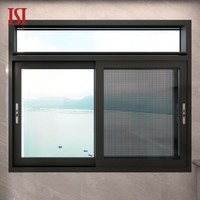 Ventana corredera de aluminio personalizada de marca superior, segura y confiable, fácil de limpiar con patrón de apertura horizontal y malla de pantalla de Villa