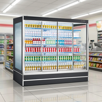 Réfrigérateur commercial vertical à rideau d'air avec porte vitrée pour boissons et spiritueux, vitrine réfrigérée verticale