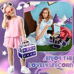 Filles grande capacité <span class=keywords><strong>licorne</strong></span> <span class=keywords><strong>maquillage</strong></span> Train cas mode pliable verrouillable cosmétique transporteur fermeture ouverte motif de bonbons boîte de <span class=keywords><strong>maquillage</strong></span> - Product Image 3