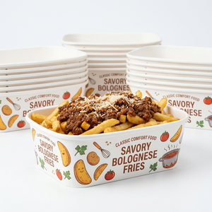 Tazones Desechables de Papel Kraft de 750 ml con Tapas Rectangulares para Hamburguesas, Papas Fritas y Bocadillos, Ecológicos y de Grado Alimenticio - Product Image 2