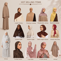 Voile instantané en jersey léger uni pour femmes musulmanes, avec cordon de serrage, couvrant entièrement la tête