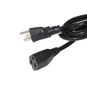 USA Plug to socket black Heavy duty 16/3 SJT NEMA 5-15R to NEMA 5-15P extension cord Lead