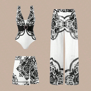 Nouveau <span class=keywords><strong>Maillot</strong></span> <span class=keywords><strong>de</strong></span> <span class=keywords><strong>Bain</strong></span> Sexy Tendance à Décolleté Plongeant, Ensemble Bikini Une Pièce et Culotte, <span class=keywords><strong>Maillot</strong></span> <span class=keywords><strong>de</strong></span> <span class=keywords><strong>Bain</strong></span> Imprimé Rétro en Gros - Product Image 2