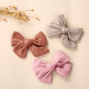 <strong>2026</strong> New Arrival Cotton Linen Baby Hair Bow Clip Solid <strong>Color</strong> Knot <strong>Hairpin</strong> for Infant Girls Daily Wear Photo Shoot - Product Image 4