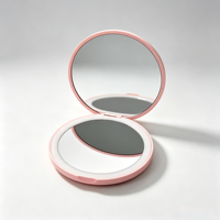 Miroir cosmétique compact portable multifonctionnel éclairé à double face avec rabat pour étudiantes et jeunes filles – Petit miroir pliable pour retouches rapides
