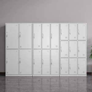 Armoire autoportante à 4 portes en fer et acier pour bureau à domicile chambre à coucher salle de sport avec serrure à clé rangement en tissu sacs à chaussures Option - Product Image 4