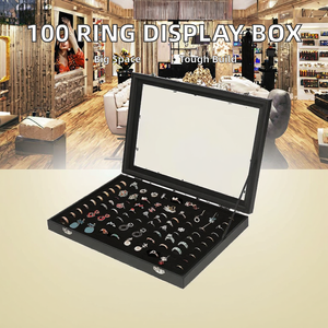 100-Slot <b>Ring</b> Jewelry Organizer <b>Box</b> Velvet Tray Jewelry Display Case <b>for</b> <b>Rings</b> Earrings Collection & <b>Gift</b> Storage - Product Image 3
