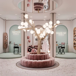 Salon de coiffure élégant et confortable établi en acier inoxydable présentoir de beauté personnalisé pour la conception de décoration intérieure de salon - Product Image 1