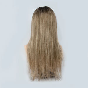 Peluca de cabello humano virgen ruso natural, color marrón con reflejos, cutícula alineada, pelucas con frente de encaje transparente para mujeres blancas - Product Image 2