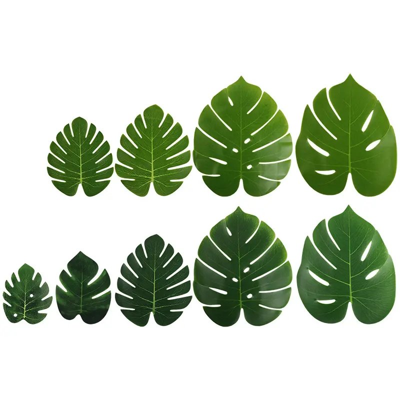 33cm Artificial green leaves simulated leaves boneless turtle leaves Hawaiian party green plants home decoration props monstera