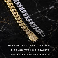 Bracelet cubain personnalisé en laiton écologique avec zircon 5A, bijoux hip-hop, moissanite, longueur personnalisable, bracelet hip-hop bling