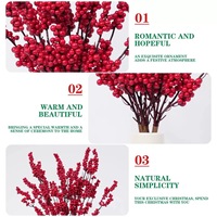Grosir buah merah buatan Aksesori bunga Natal buah keberuntungan simulasi Holly meriah & perlengkapan pesta