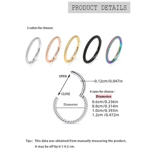 Aro Nasal Sin Costuras de Acero Quirúrgico 316L, Chapado en Oro de 18K y Oro Rosa, con Diamantes de Imitación Corte Asscher, Ganchos para Piercing Nasal - Product Image 4