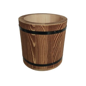 <strong>Rustic</strong> Wood Flower Pot Small Barrel Cup Shaped Office Desktop Succulent <strong>Planter</strong> - Product Image 1