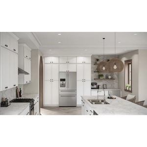 Wholesale Project Luxury Classic Custom Wooden White Shaker Stained Finished Cabinet Lacquer Painting Ghana Kitchen Cabinet