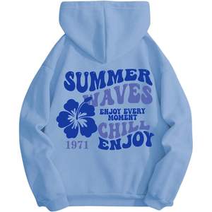 Sweat-shirt personnalisé pour femme, décontracté, à manches longues, à capuche, tricoté, respirant, avec poche, bleu - Product Image 4