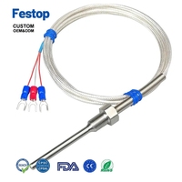 Sonde de température PT100 étanche, sonde RTD en acier inoxydable, détecteur de résistance industriel fileté haute précision, ligne PTFE