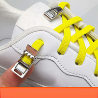 Lacets de chaussures élastiques plats sans nœuds WEGOODZF personnalisés de 8 mm de large avec boucle magnétique en métal, paire sans nœuds en polyester