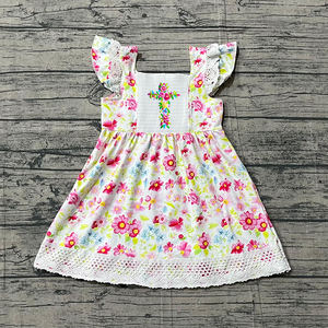Pre-orden MOQ 5: Vestido de Halloween para Niños con Estampado Floral, Venta al por Mayor, Fábrica de Boutique, Nueva Moda Infantil, Algodón Orgánico Suave - Product Image 1