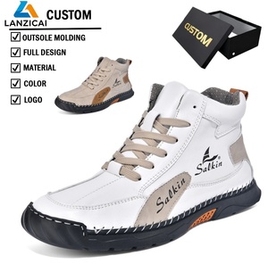 Bottes de sport décontractées légères en cuir souple de luxe, style tendance à bout haut pour la marche, chaussures personnalisées pour hommes - Product Image 1