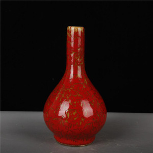 Yongzheng Lang-style <b>Red</b>-Glazed Beauty-Intoxicated Flat-Bellied Porcelain Flower <b>Vase</b> Antique Vintage 19.5cm 3253705673 Antique/ - Product Image 5