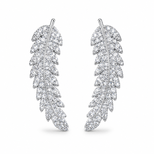 Orecchini a Perno a Forma di Foglia per Donne, Brillanti Orecchini Botanici, Gioielli di Moda per Uso Quotidiano - Product Image 5
