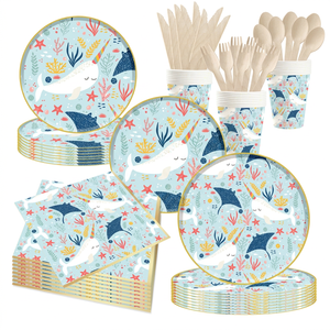 DAMAI Ocean Theme Party Supplies Paper <b>Plates</b> Napkins Tableware Underwater Creatures Table Decor Birthday Baby Shower <b>Disposable</b> - Product Image 1
