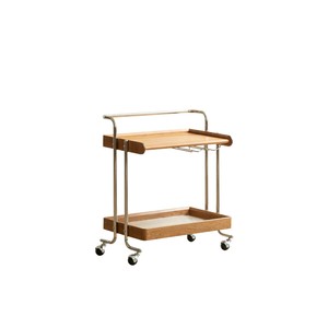 Table d'appoint en bois avec roulettes, table basse en bois de cerisier, chariot mobile, meubles de salon - Product Image 5
